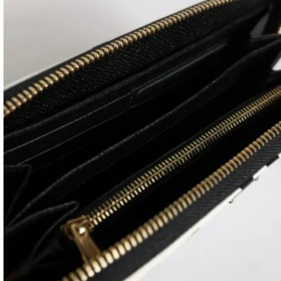 D&G White Black Striped Leather Zip Around Continental Wallet - Picture 5 of 5